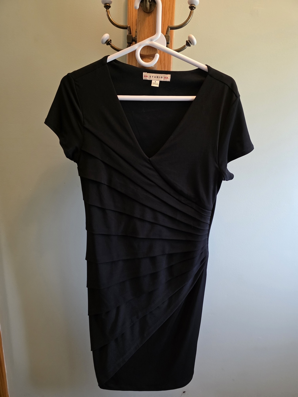 Studio Black V-Neck Layered Sheath Dress